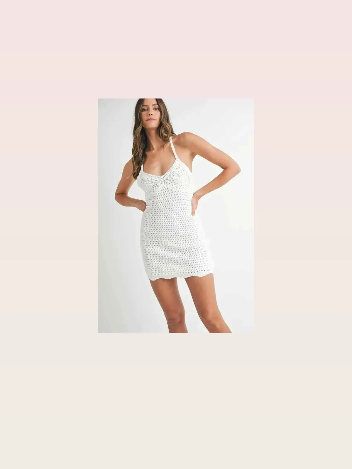 Crochet Crisscross Spaghetti Strap Mini Dress