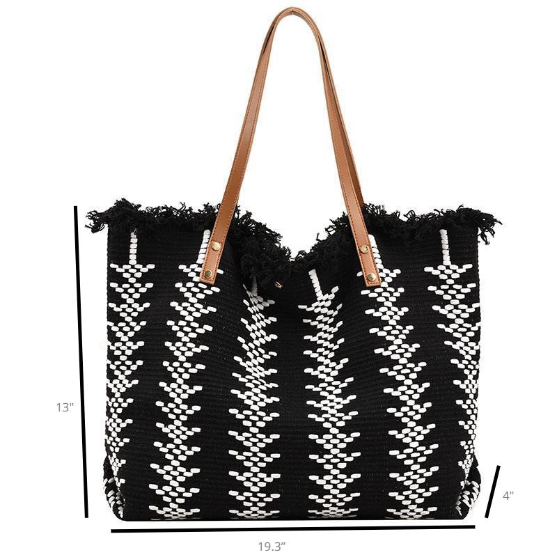Bohemian canvas woven tote bag