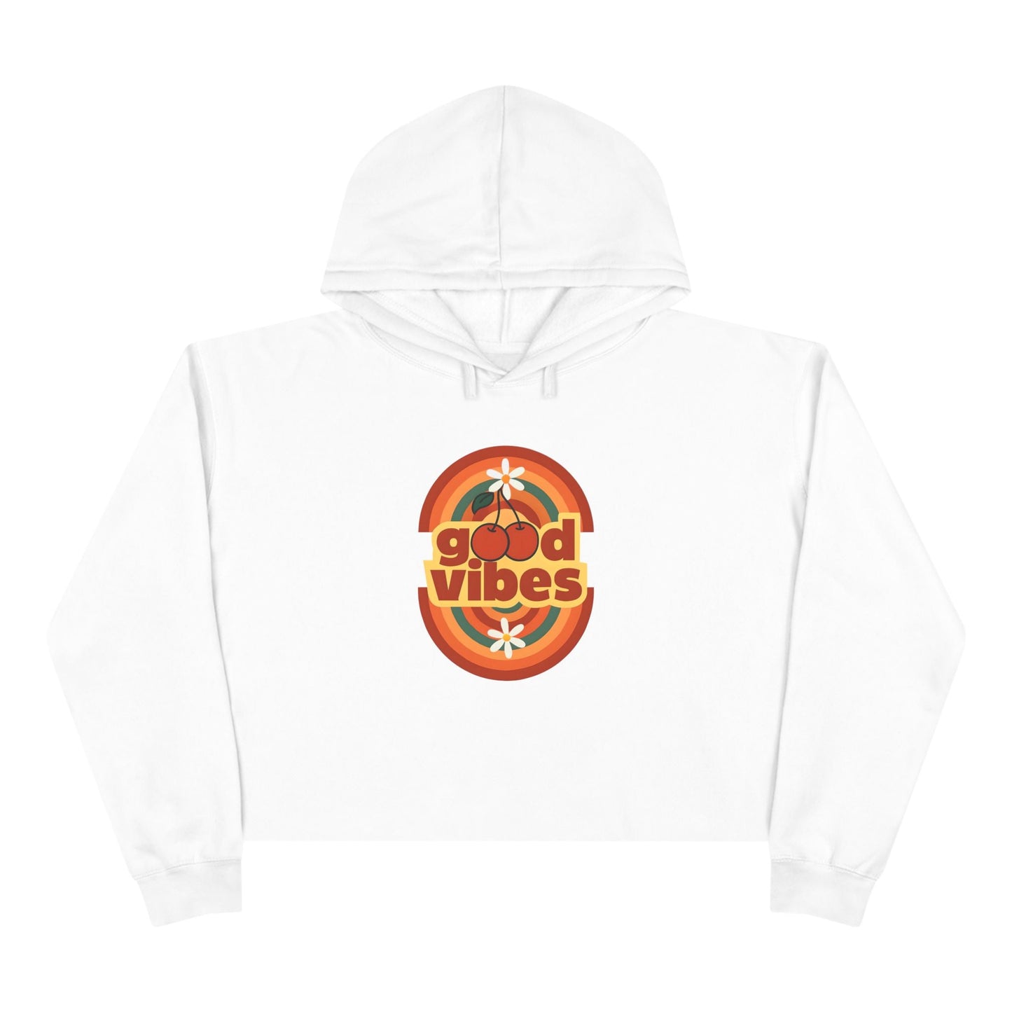 Good Vibes Crop Hoodie - Boho Festival Fashion for Women