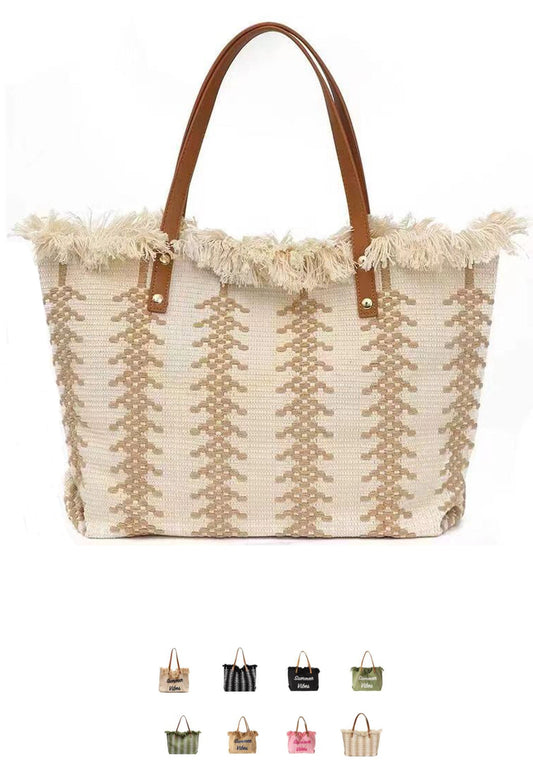 Bohemian canvas woven tote bag