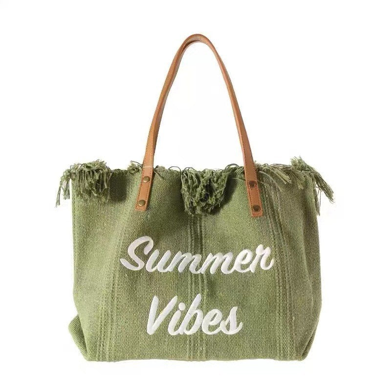 Bohemian canvas woven tote bag