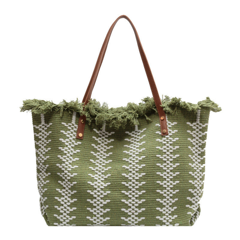 Bohemian canvas woven tote bag