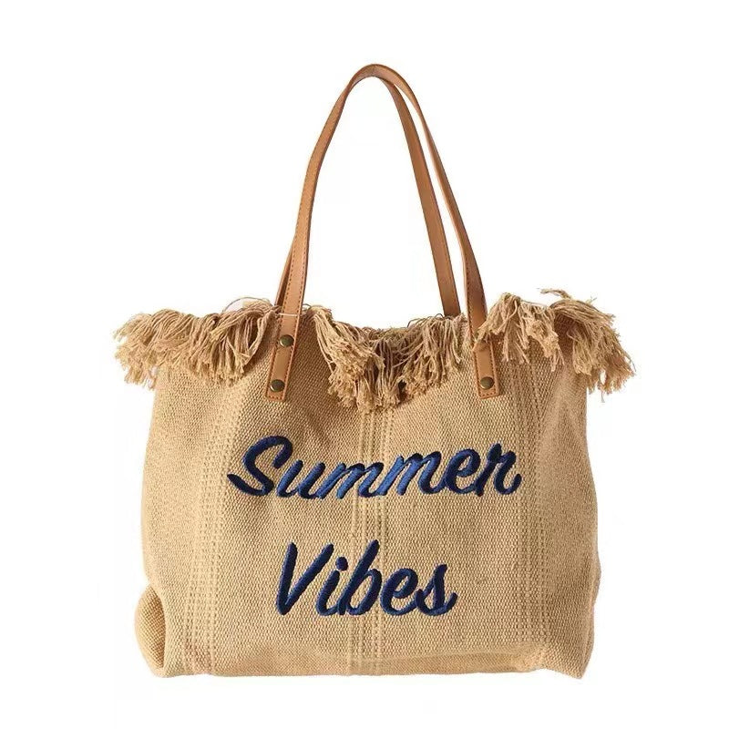 Bohemian canvas woven tote bag