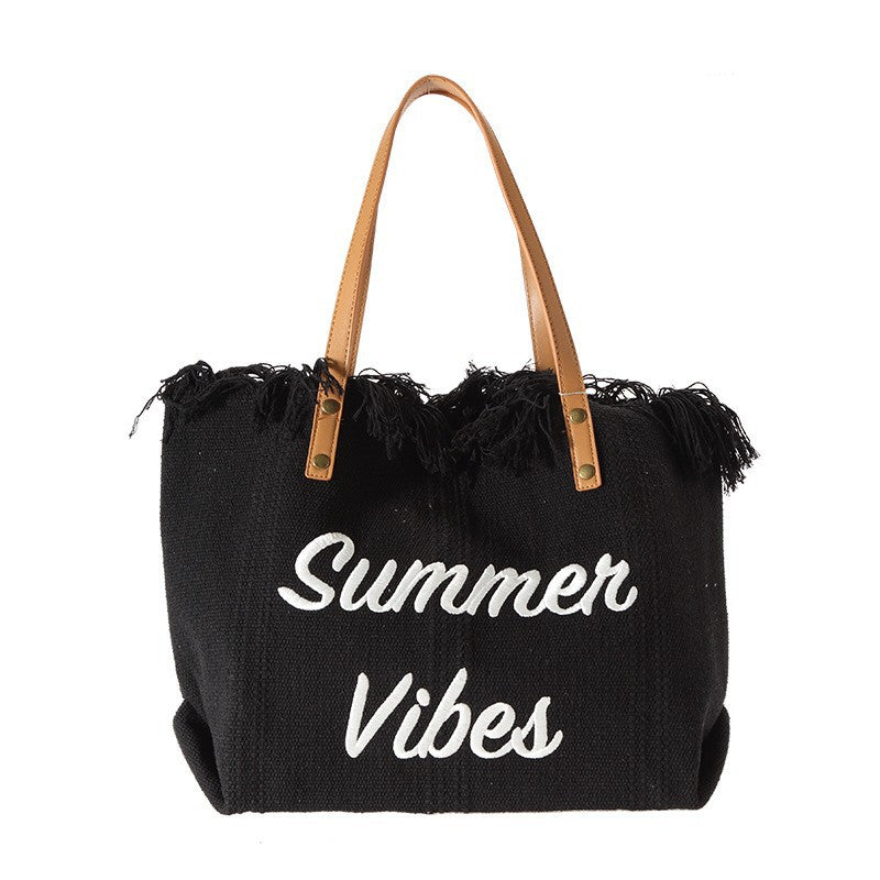 Bohemian canvas woven tote bag