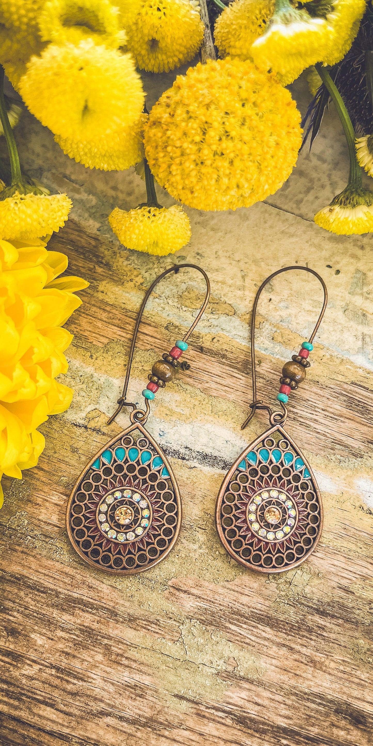 Copper Boho Drop Earrings
