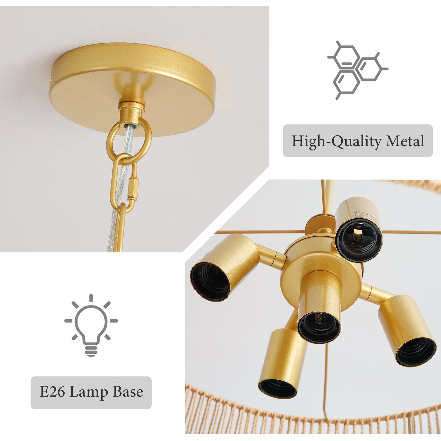 23.62" Handwoven Woven Paper Rattan Chandelier