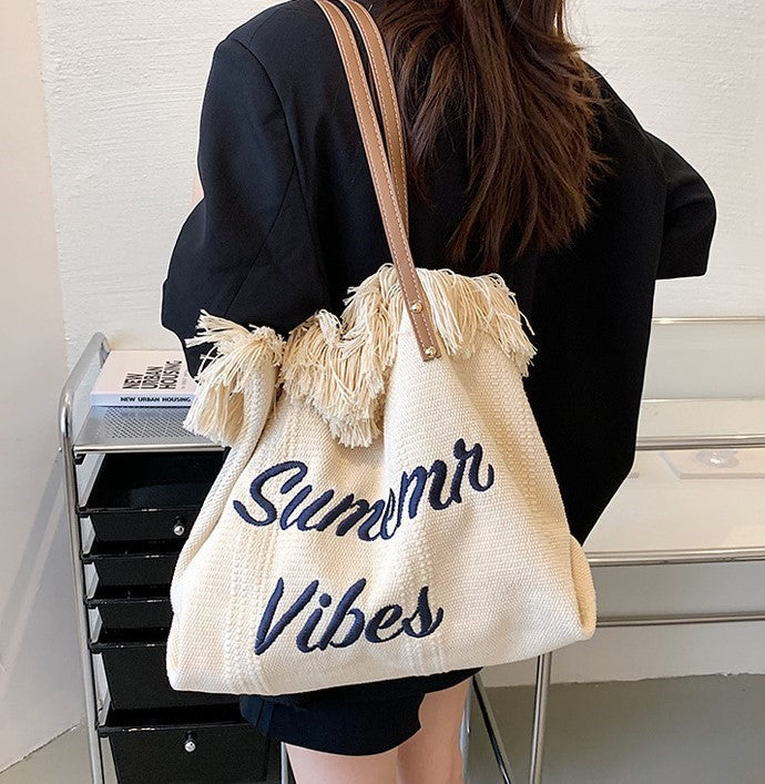Bohemian canvas woven tote bag