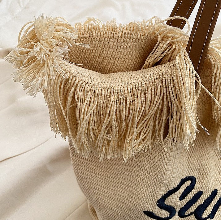 Bohemian canvas woven tote bag