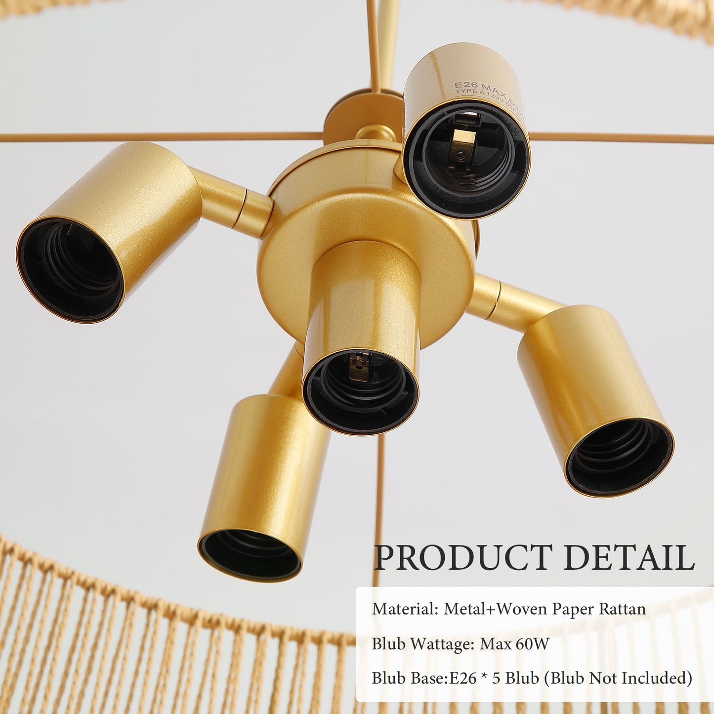 23.62" Handwoven Woven Paper Rattan Chandelier