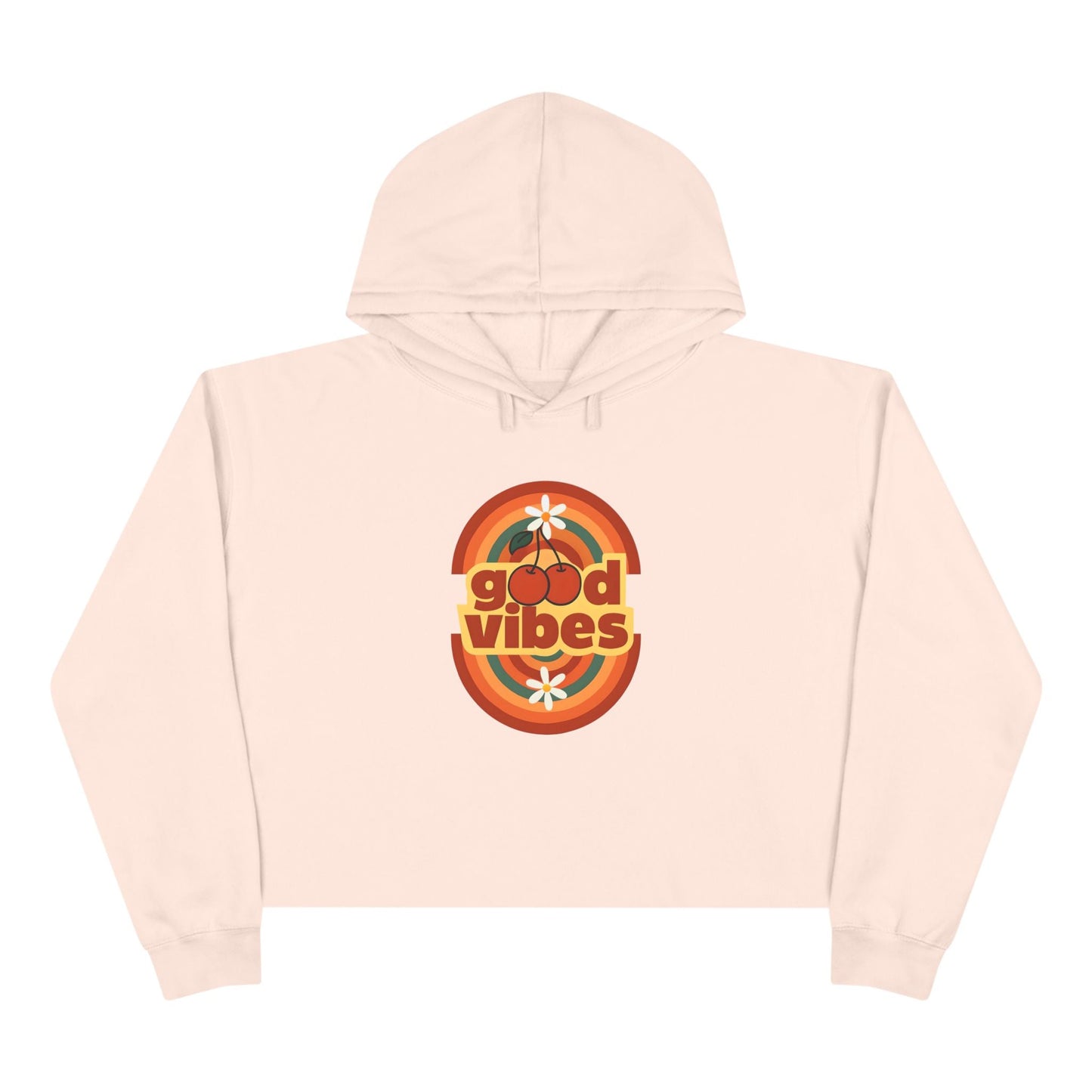 Good Vibes Crop Hoodie - Boho Festival Fashion for Women