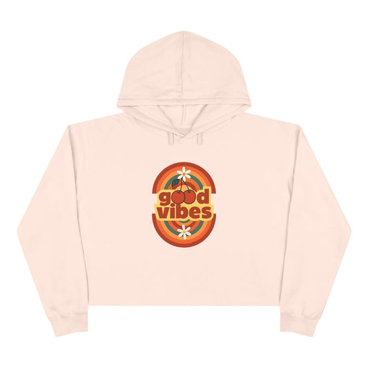 Good Vibes Crop Hoodie - Boho Festival Fashion for Women
