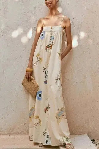 Women's Boho Cami Maxi Dress | Pockets, Stylish Bohemian | Casual Summer