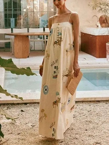 Women's Boho Cami Maxi Dress | Pockets, Stylish Bohemian | Casual Summer