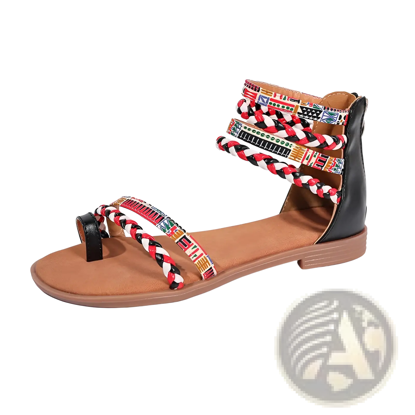 Bohemian Ethnic Braided Ankle Strap Flat Sandals