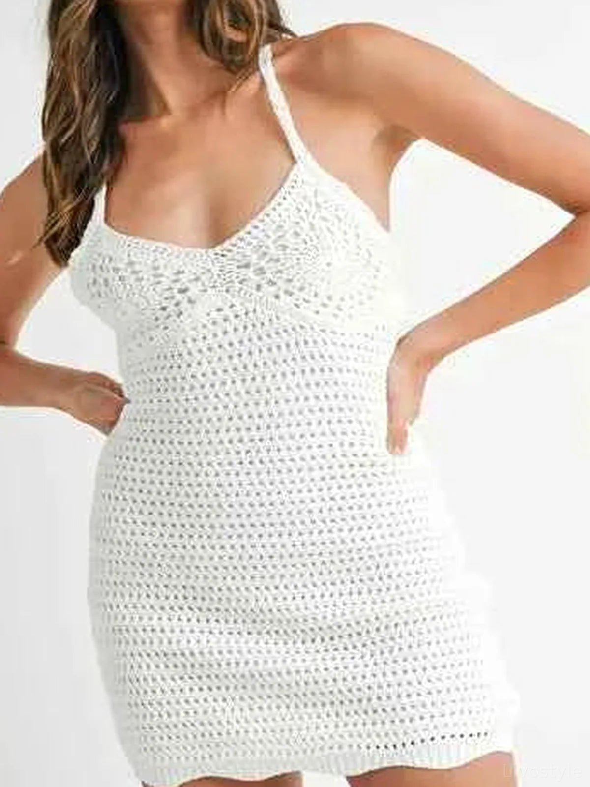 Crochet Crisscross Spaghetti Strap Mini Dress